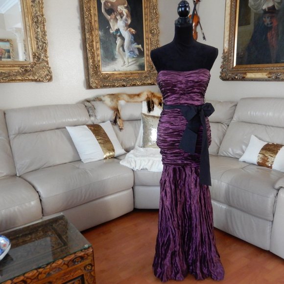 ITALIA PLUM BCBG MAXAZRIA TAFFETA STRAPLES DRESS 2 - Picture 7 of 14